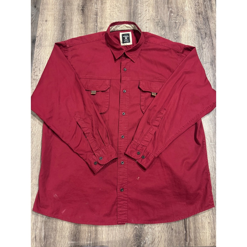 RedHead Mens 2XL Long Sleeve Button Down Shirt Red Cotton Workwear 2TG/2EG